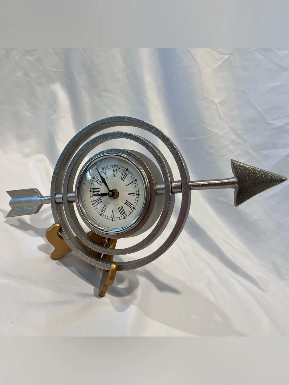Arrow Wall Clock Roman Numeral Metal Statement Decor